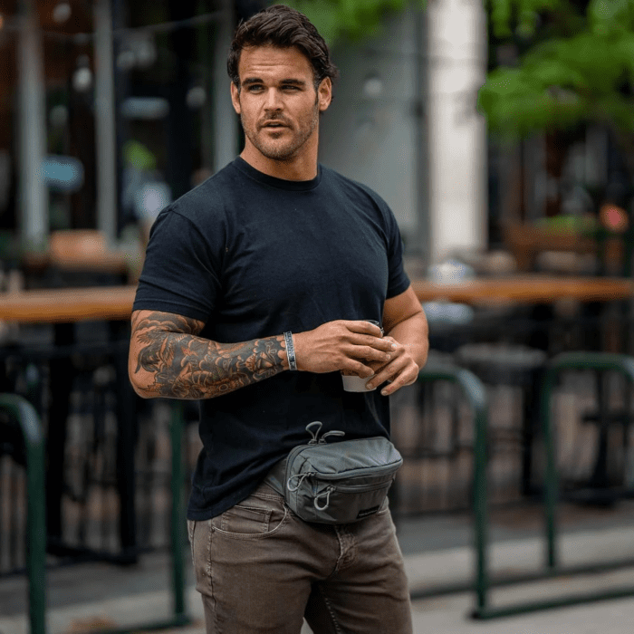 Bando Bag - Tactical Men'S Fanny Pack W/Adjustable Waist Belt, Zippered Pockets, Compact Lightweight Belt Bag, Everyday Hip Pouch for Travel Outdoor Running Hunting, Gray - Image 4