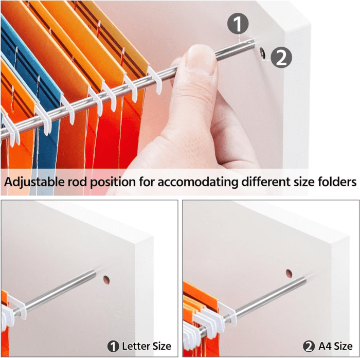 White File Cabinet Mobile Letter Size File Cabinet with 2 Drawers and 4 Open Storage Shelves Large Mobile Lateral Filing Cabinet Printer Stand for Home and Office - Image 8