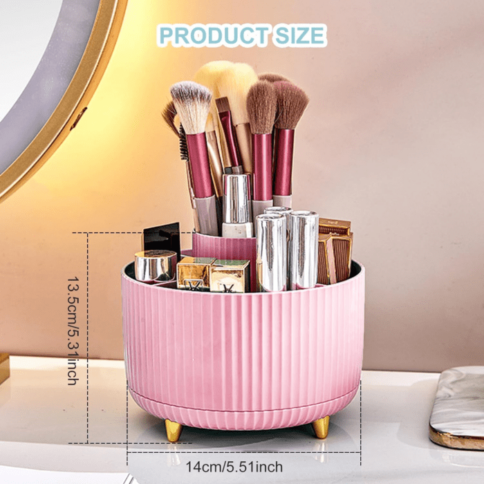 Pencil Holder for Desk,5 Slots 360°Degree Rotating Desk Organizers and Accessories,Desktop Storage Stationery Supplies Organizer, Cute Pencil Cup Pot for Office, School, Home (D-Pink) - Image 5