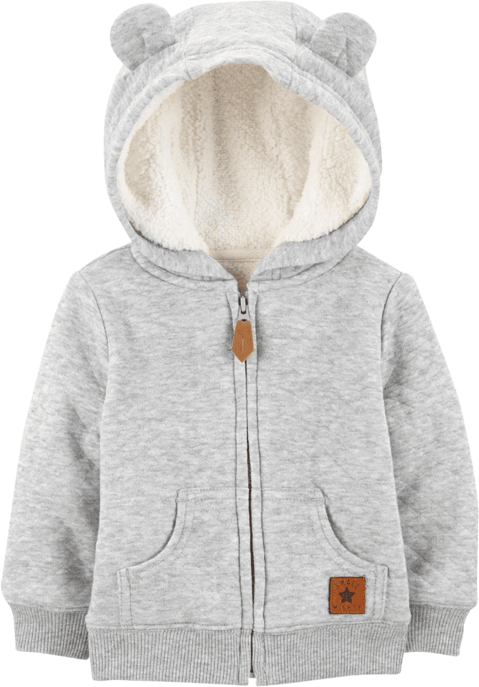 Baby Hooded Sweater Jacket with Sherpa Lining