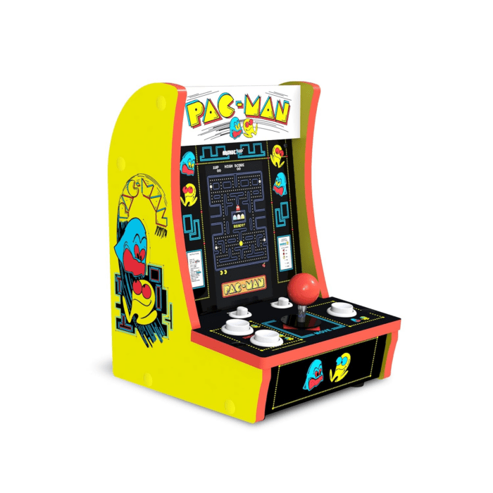 Pac-Man Countercade – 3 Classic Games, Retro Game Console for Home, Portable Console with 7-Inch Screen, Table-Top Video Game for Game Room