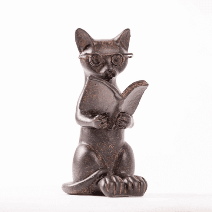 . Cat Figurine - Cute Cat Statue - Whimsical Cat Decor for Cat Lovers - Cat Collectibles and Meditation Decor - Cat with Eye Glasses - 4'' L X 3'' W X 5'' H - Image 7