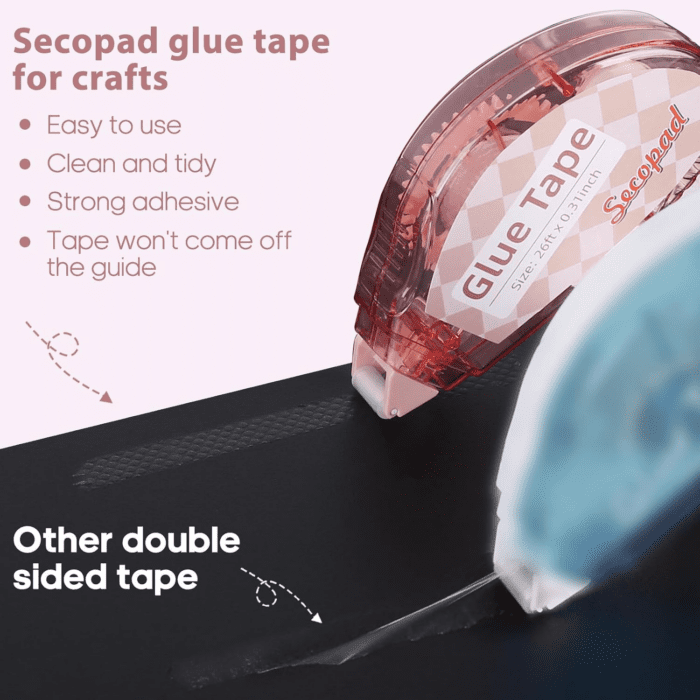 Scrapbook Tape, 4 Pack Double Sided Tape Roller for Crafts, Adhesive Tape Glue Runner Scrapbooking Supplies Journaling School Office for Kids and Adults, 0.3IN X 26FT - Image 2