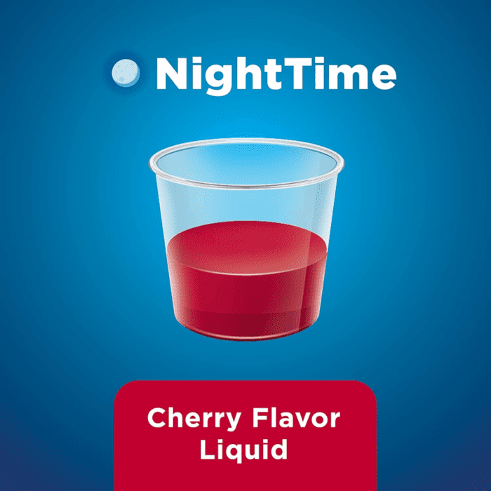 Night Time Cold & Flu Liquid, Cherry, 12 Fl Oz (Pack of 1) - Image 5