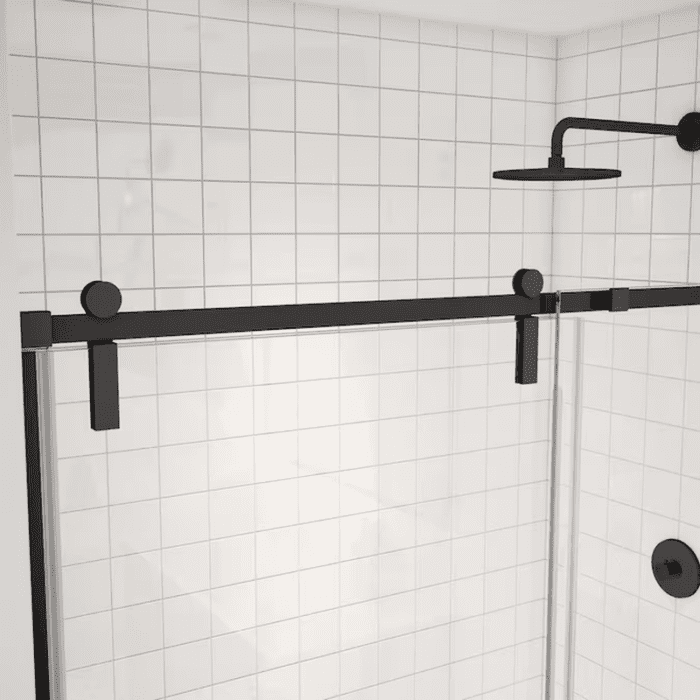 Outback Matte Black 55-1/4-In to 58-1/2-In W X 70.5-In H Semi-Frameless Bypass Sliding Shower Door - Image 4