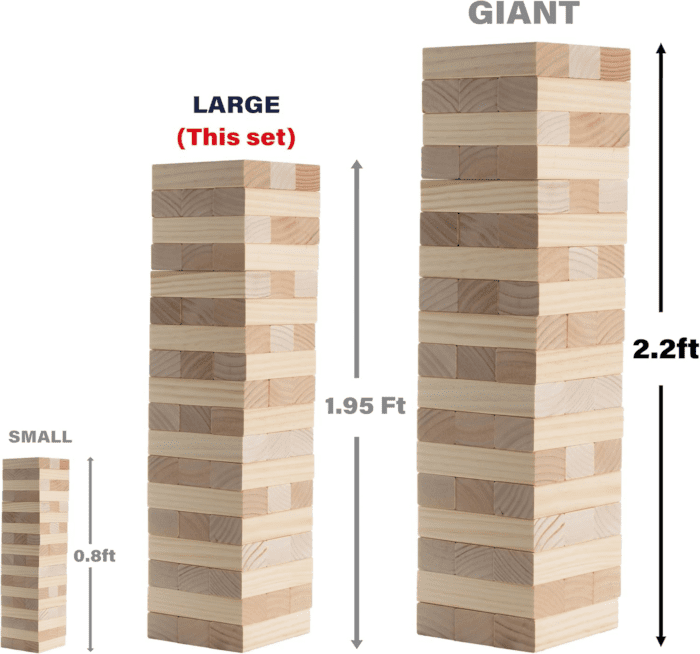 Outdoor Games Large Tower Game 54 Blocks Stacking Game - Includes Carry Bag and Scoreboard - Image 3