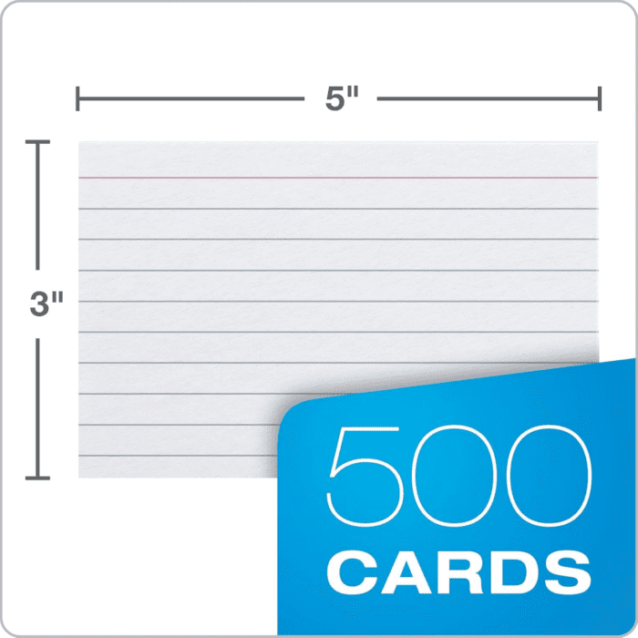 Index Cards, 3 X 5 Inches, White, Lined on Front, Blank on Back, Flashcards for School and Studying, Recipe Note Cards, 500 Count (5 Packs of 100) (40176) - Image 3