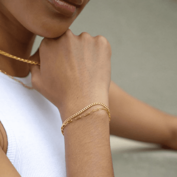 Gold Bracelets Set for Women 14K Real Gold Plated Dainty Gold Link Chain Bracelets for Women Trendy Gold Stackable Cuff Bracelets for Jewelry Gifts Women Adjustable 7"+2" - Image 9