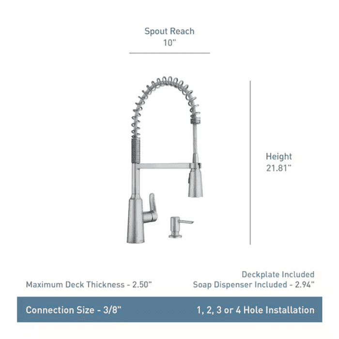 Edwyn Matte Black Single Handle Pull-Down Kitchen Faucet with Sprayer (Deck Plate and Soap Dispenser Included) - Image 10