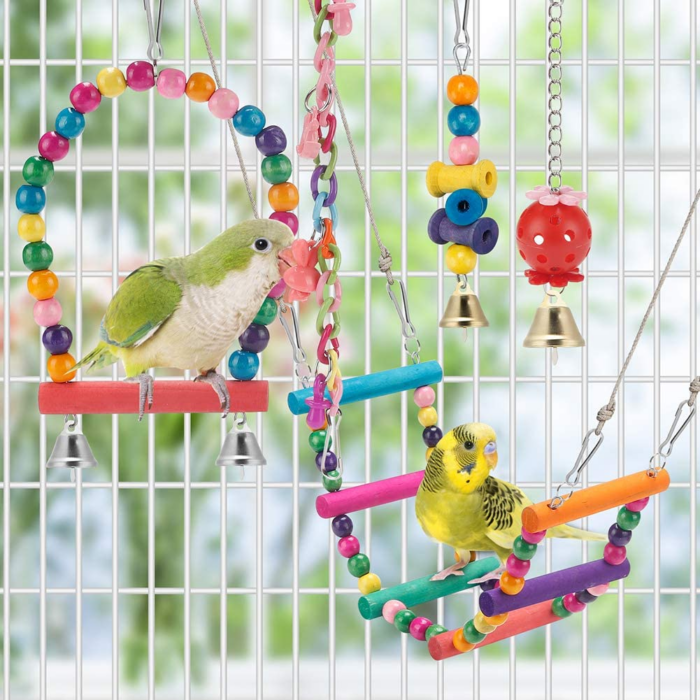 Bird Parakeet Toys,Swing Hanging Standing Chewing Toy Hammock Climbing Ladder Bird Cage Colorful Toys Suitable for Budgerigar, Parakeet, Conure, Cockatiel, Mynah, Love Birds, Finches - Image 6