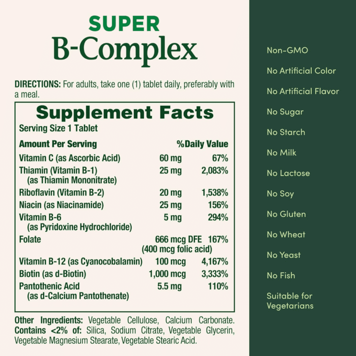 Super B Complex with Vitamin C & Folic Acid, Immune & Energy Support, 150 Tablets - Image 5