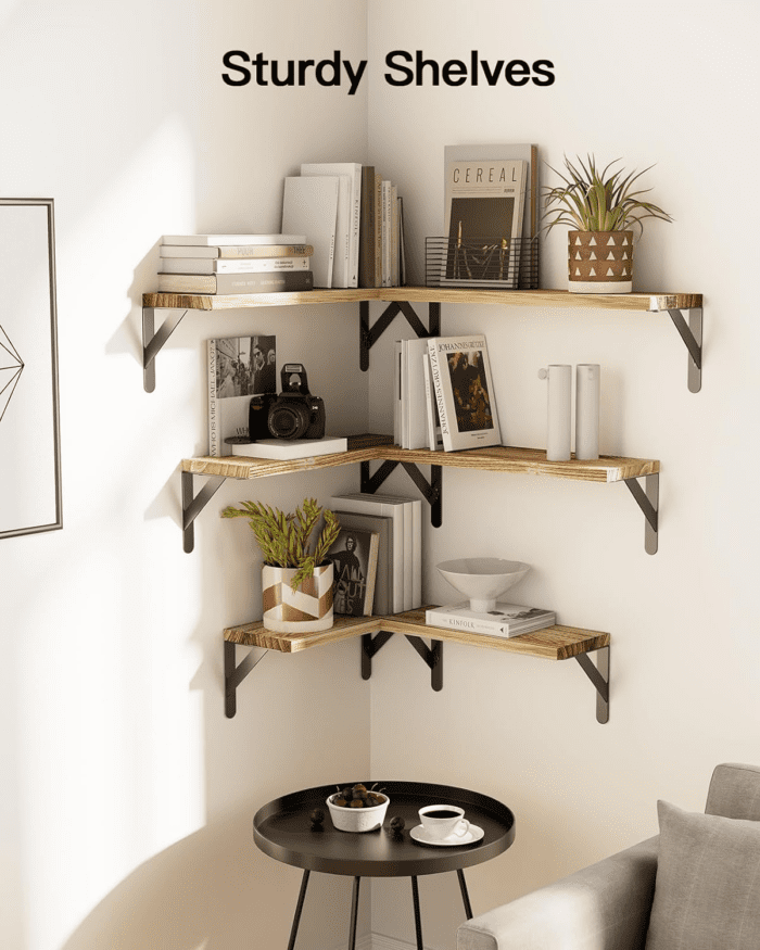 Wall Shelves Set of 6, Wood Floating Shelves for Wall Decor, Rustic Farmhouse Wall Shelves for Bedroom, Bathroom Shelves for Wall Storage, Book Shelves for Living Room, Wooden - Image 6