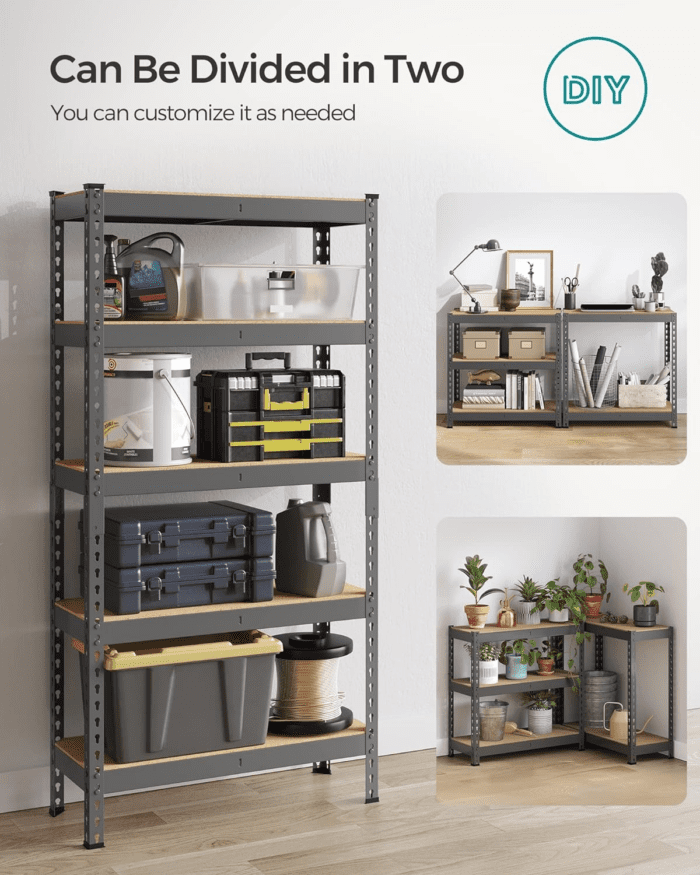 5-Tier Storage Shelves, Set of 2 Garage Storage, Boltless Assembly, Adjustable Shelving Units, 11.8 X 29.5 X 59.1 Inches, Load 1929 Lb Each, Shed Warehouse Basement, Gray UGLR300G02 - Image 7