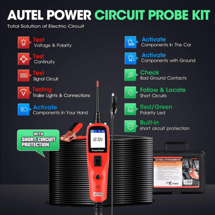 Circuit Tester, Power Circuit Probe Tool, 12-24V Electrical Short Open Breaker Circuit Finder, Automotive Circuit Tester, Digital Multimeter/Relay & Diode Resistance Tool Kit, & 20FT Long Cord - Image 2