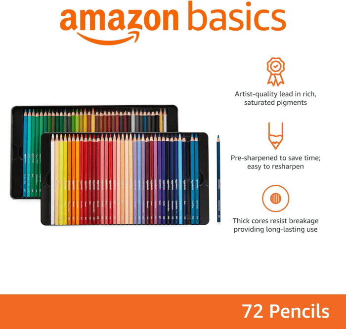 Premium Colored Pencils 72 Count, Soft Core, Multicolor, Back to School Supplies (Pack of 1) - Image 2