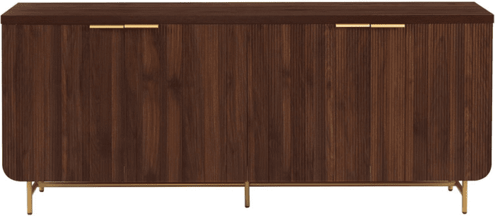 Lowen Contemporary Fluted-Door Sideboard, 69 Inch, Gold/Dark Walnut - Image 6