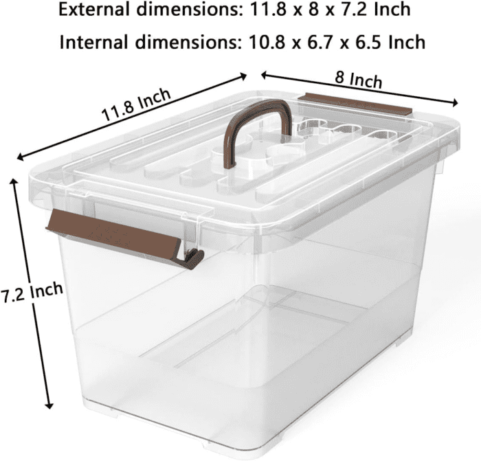 6-Pack Clear 7 Quart Storage Latch Box/Bins, Plastic Stackable Latching Box with Brown Handle and Lid, Multi-Purpose, 7 Litre - Image 2