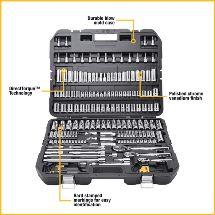 Mechanics Tool Set, SAE and Metric, 1/2, 1/4, 3/8 Drive Sizes, 192-Piece (DWMT75049) - Image 3