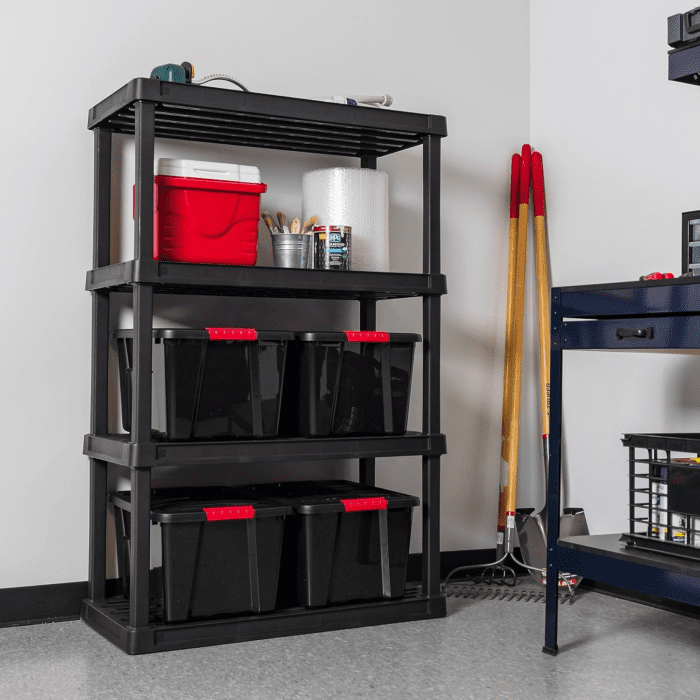 USA 4-Tier Heavy Duty Plastic Shelving Unit, 56" Tall - 100Lbs per Shelf, Modular Garage Rack Storage Organizer for Home, Basement, Laundry & Utility Room, 18"D X 36"W X 56"H - Black - Image 2