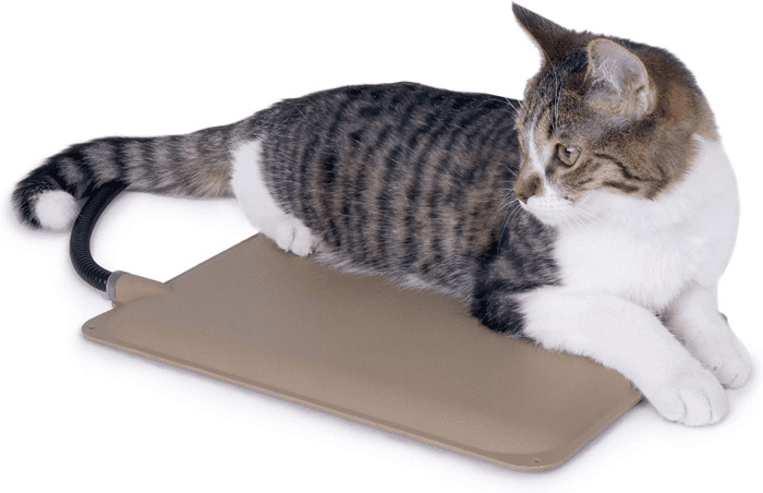 Heated Extreme Weather Outdoor Kitty Pad, Waterproof Cat Heated Bed, Pet Warmer for outside and Feral Cats, Indoor and Outdoor Warming Cat Mat, Tan Petite 9 X 12 Inches 25W