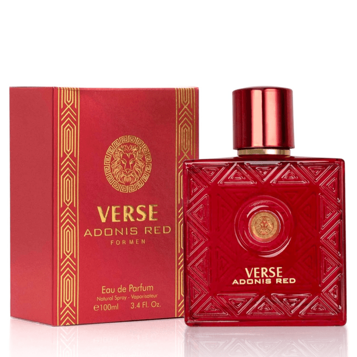 Verse Adonis Red for Men - 100Ml Eau De Parfum Spray for Men - Long Lasting Fruity Warm & Floral Fragrance Smell Fresh All Day Long Gift for Men for All Occasions