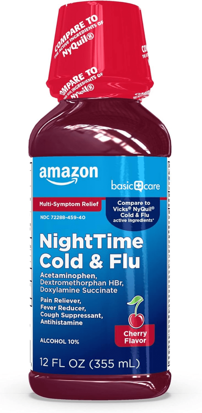 Night Time Cold & Flu Liquid, Cherry, 12 Fl Oz (Pack of 1)