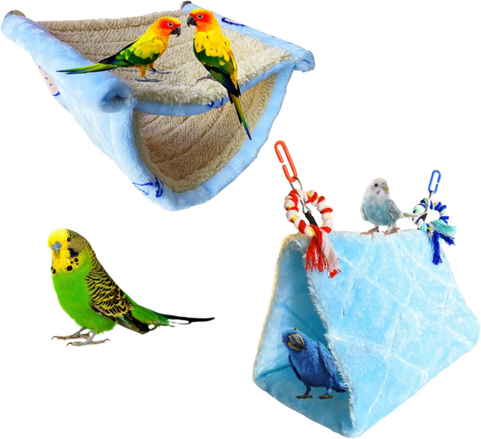 2Pcs Bird Bed for Cage Hanging Hammock Snuggle Hut Parrot Sleeping Bed Tent Toy Bird Nest Perch for Parakeet Budgies Cockatiels Cockatoo Finch Conures - Image 7