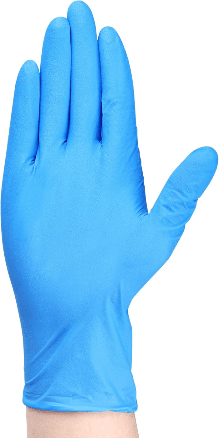 Heavy-Duty Blue Disposable Nitrile Gloves, Box of 100, 6-Mil, Fully Textured, Powder-Free, Latex-Free, Non-Sterile - Image 2