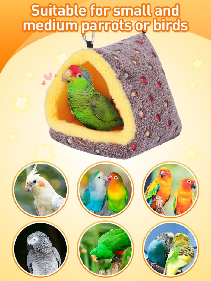 Winter Warm Bird Nest House, Fluffy Parrots Bird Bed for Cage, Hanging Hammock Plush Shed Hut Hideaway Hut Gift for Parakeets Cockatiels Conures Lovebirds - Image 6