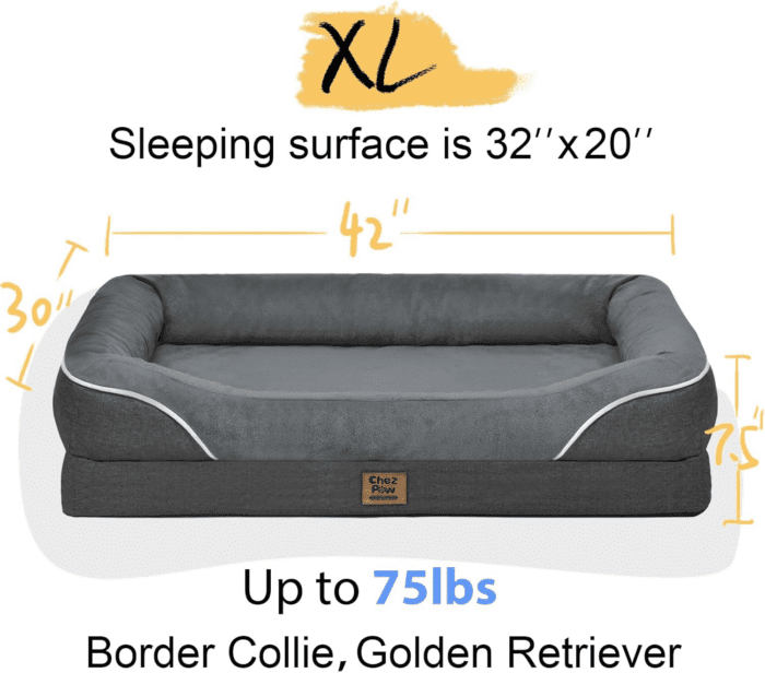 Washable Orthopedic Large Dog Bed - Removable Orthopedic Foam Dog Beds with Bolsters Waterproof Large Dog Bed and Non-Slip Bottom Extra Large Dog Bed Sofa - Image 5