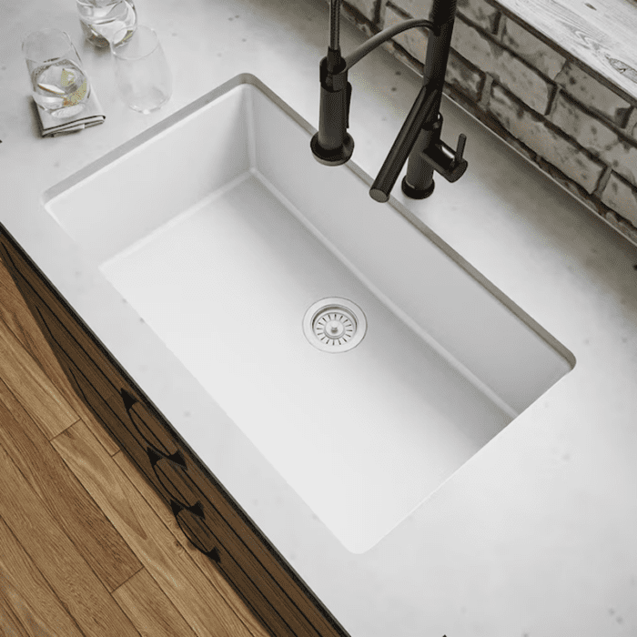 Undermount 32.25-In X 19.25-In White Quartz Single Bowl Kitchen Sink