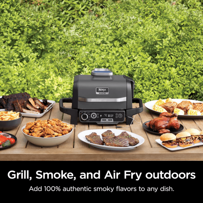 , Woodfire Pro Outdoor Grill and Smoker, Thermometer, BBQ Smoker, Air Fryer, Bake, Roast, Dehydrate, Broil, 7-In-1, Master Grill,  Woodfire Pellets, Portable, Electric Grill, Grey, OG751BRN - Image 2