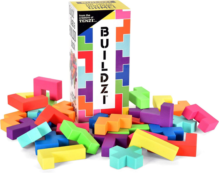 BUILDZI the Fast Stacking Building Block Game for the Whole Family - 2 to 4 Players Ages 6 to 96 - plus Fun Party Games for up to 8 Players - Perfect Kids Game for Game Night