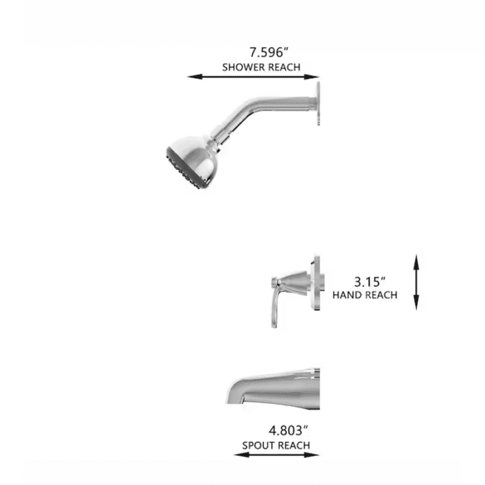 Everfield Polished Chrome 3-Handle Single Function 3.15-In round Bathtub and Shower Faucet Valve Included - Image 4