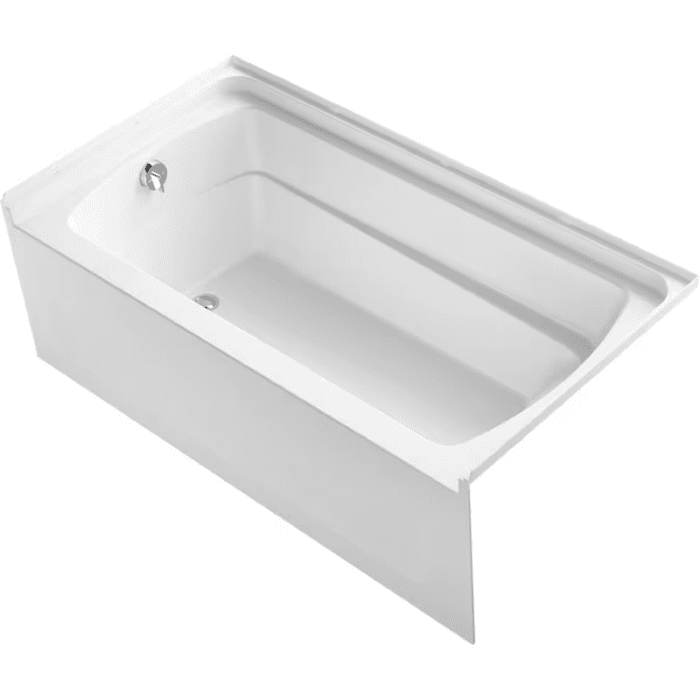 32-In X 60-In White Fiberglass/Plastic Composite Alcove Soaking Bathtub (Left Drain) - Image 3