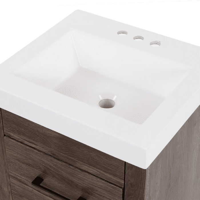 Winnie 18-In Vintage Oak Brown Woodgrain Single Sink Bathroom Vanity with White Cultured Marble Top - Image 10