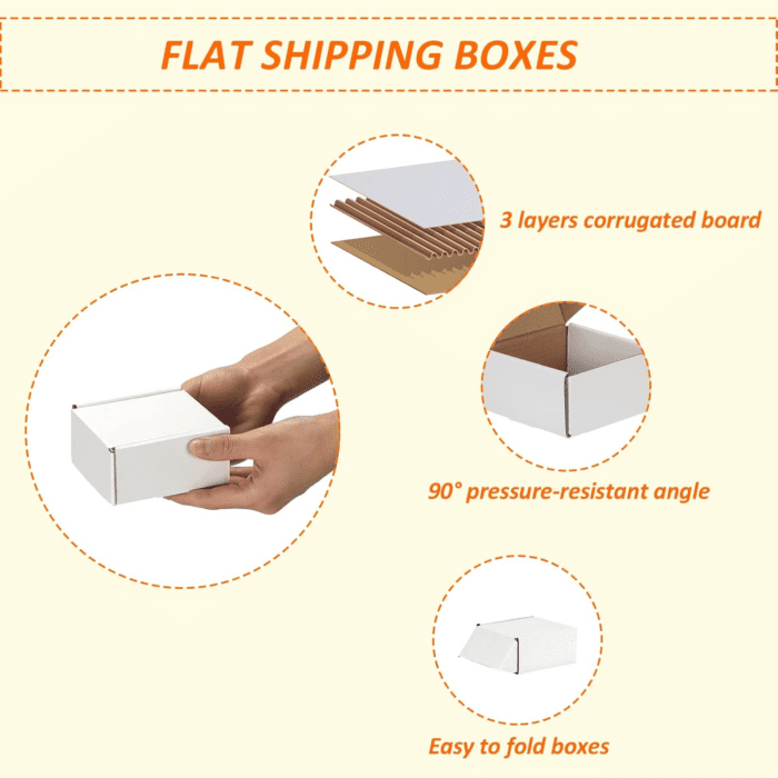 4X4X2 Inches Shipping Boxes Set of 100, White Corrugated Cardboard Box Literature Mailer - Image 3