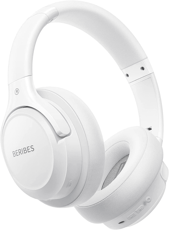 Bluetooth Headphones over Ear, 65H Playtime and 6 EQ Music Modes with Microphone,Hifi Stereo Foldable Lightweight Wireless Headset,Deep Bass for Home Office Cellphone PC Etc.(White)