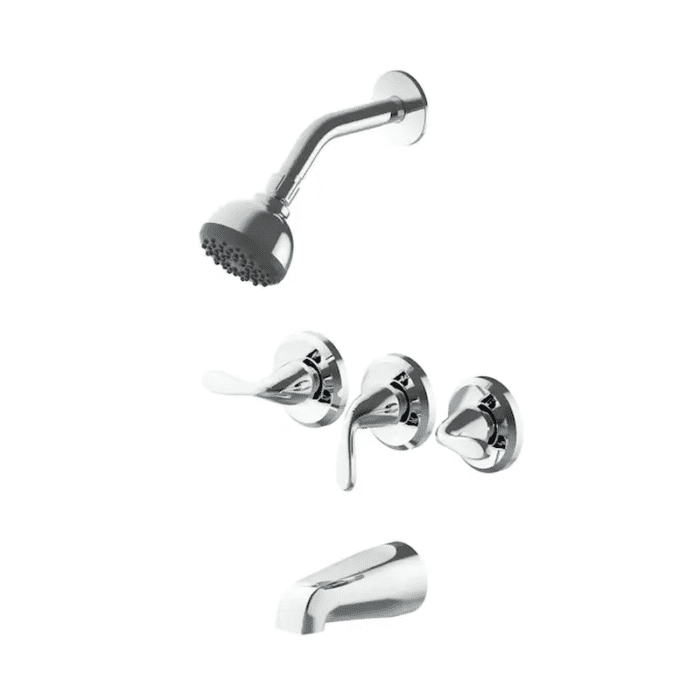 Everfield Polished Chrome 3-Handle Single Function 3.15-In round Bathtub and Shower Faucet Valve Included - Image 2