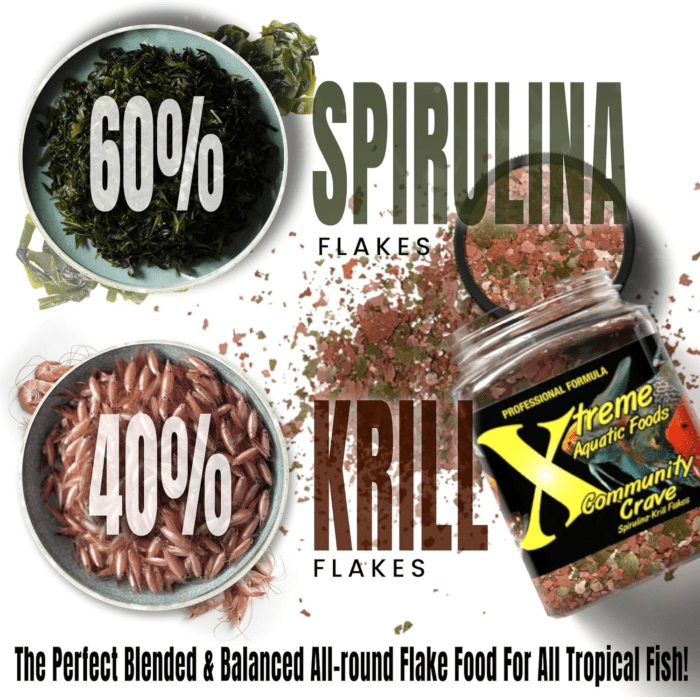 Xtreme Community Crave Flake - Krill & Spirulina Blend for Vibrant Colors, Immune Support and Digestive Health, Tropical & Freshwater Fish Nutrition – Premium Community Aquarium Food (3.5Oz) - Image 4