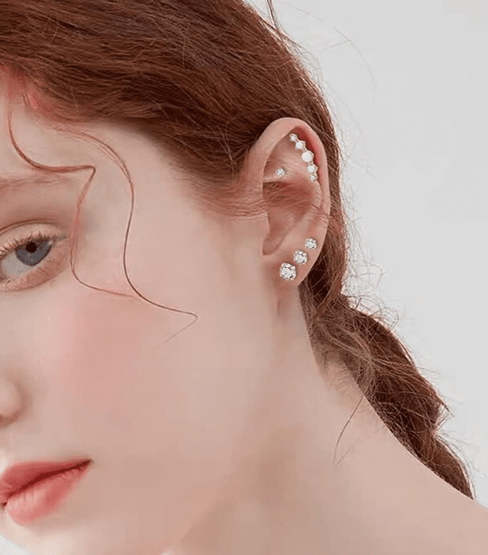 32Pcs Stainless Steel Cartilage Stud Earrings for Women Conch Helix Tragus Daith Conch Hoop Earing Piercing Jewelry Set - Image 2