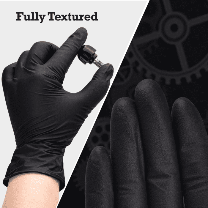 Heavy-Duty Black Disposable Nitrile Gloves, Box of 100, 6-Mil, Fully Textured, Powder-Free, Latex-Free, Non-Sterile - Image 4