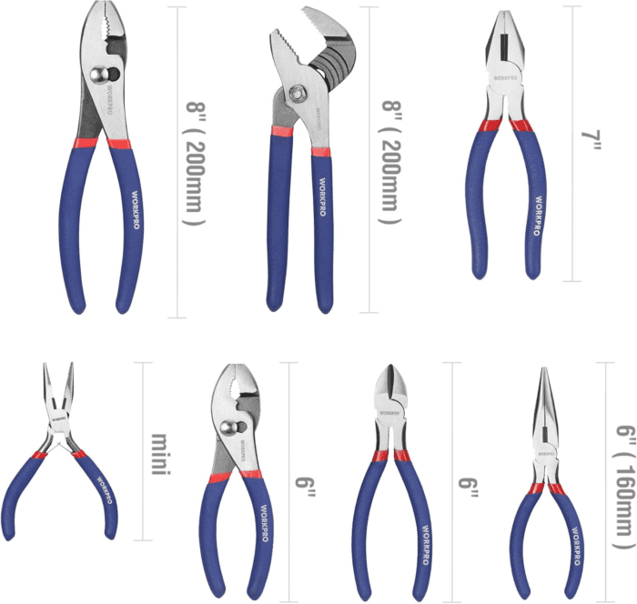 7-Piece  Pliers Set with Groove Joint, Long Nose, Slip Joint, Linesman, and Diagonal Pliers for DIY & Home Use - Image 3