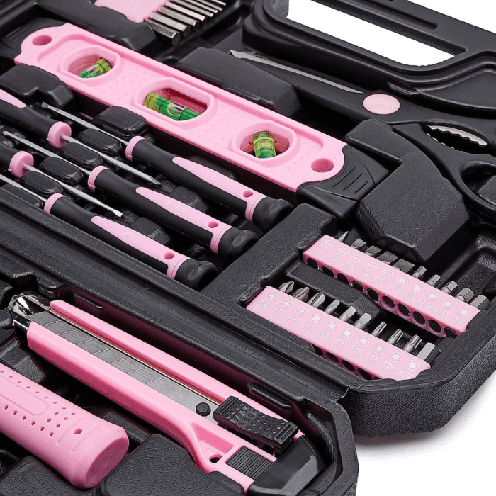 DIY Household Tool Set with Storage Case, 142 Piece, Pink, 13.39 X 9.25 X 2.95 Inch - Image 5