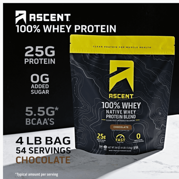 100% Whey Protein Powder - Post Workout Whey Protein Isolate, Zero Artificial Flavors & Sweeteners, Soy & Gluten Free, 5.5G BCAA, 2.6G Leucine, Essential Amino Acids, Chocolate 4 Lb - Image 2