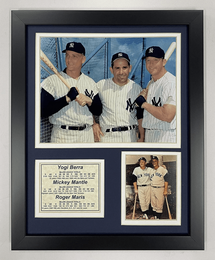 New York Yankees Yogi Berra, Mickey Mantle and Roger Maris Framed Photo Collage, 11X14-Inch, (11084U)