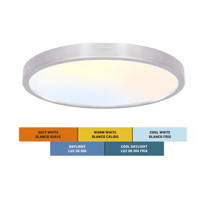 Adjustable Color Temperature 1-Light 13-In Brushed Nickel LED Flush Mount Light - Image 5