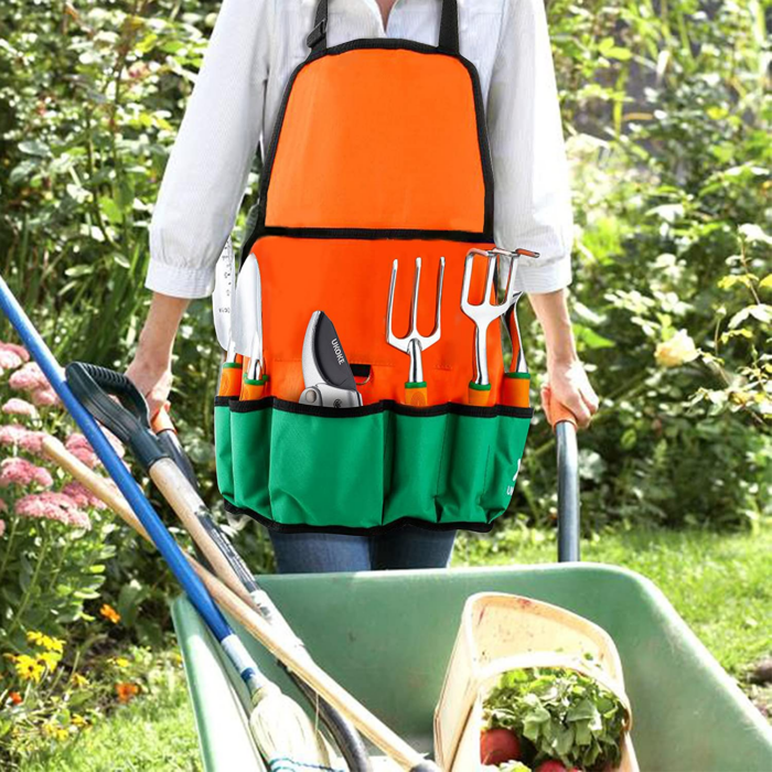 Garden Tool Set, 12 Piece Aluminum Hand Tool Kit, Garden Canvas Apron with Storage Pocket, Outdoor Tool, Heavy Duty Gardening Work Set with Ergonomic Handle, Gardening Tools for Women Men - Image 4