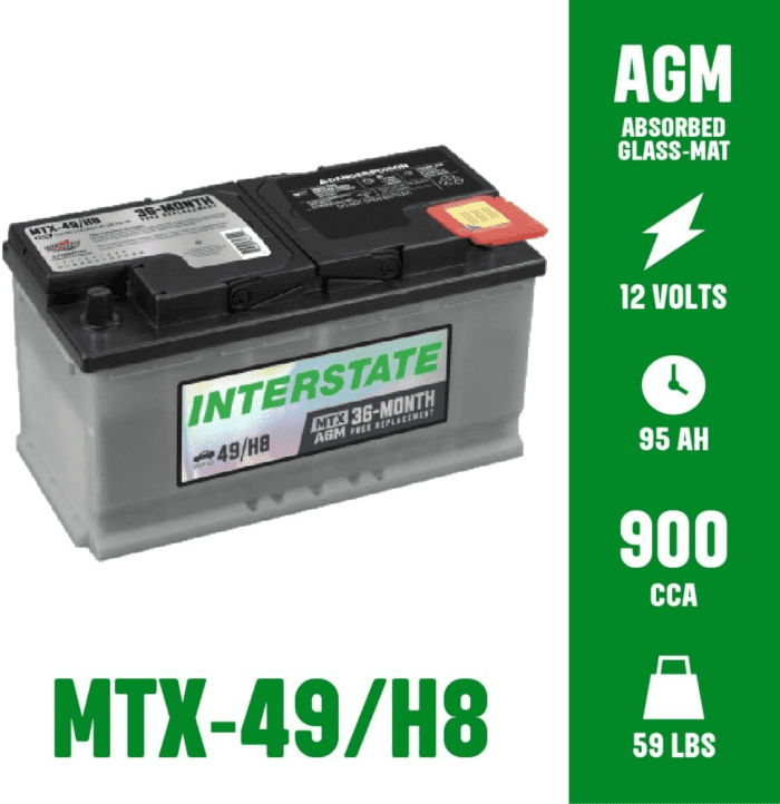 Automotive Battery 12V 95Ah (Group Size H8, 49) 900CCA SLI AGM Automobile Replacement Battery for Cars, Suvs, Sedans, Trucks (MTX-49/H8) - Image 3