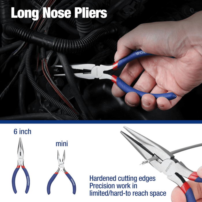 7-Piece  Pliers Set with Groove Joint, Long Nose, Slip Joint, Linesman, and Diagonal Pliers for DIY & Home Use - Image 7